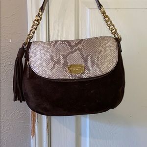 Michael Kors brown suede snakeskin handbag/purse